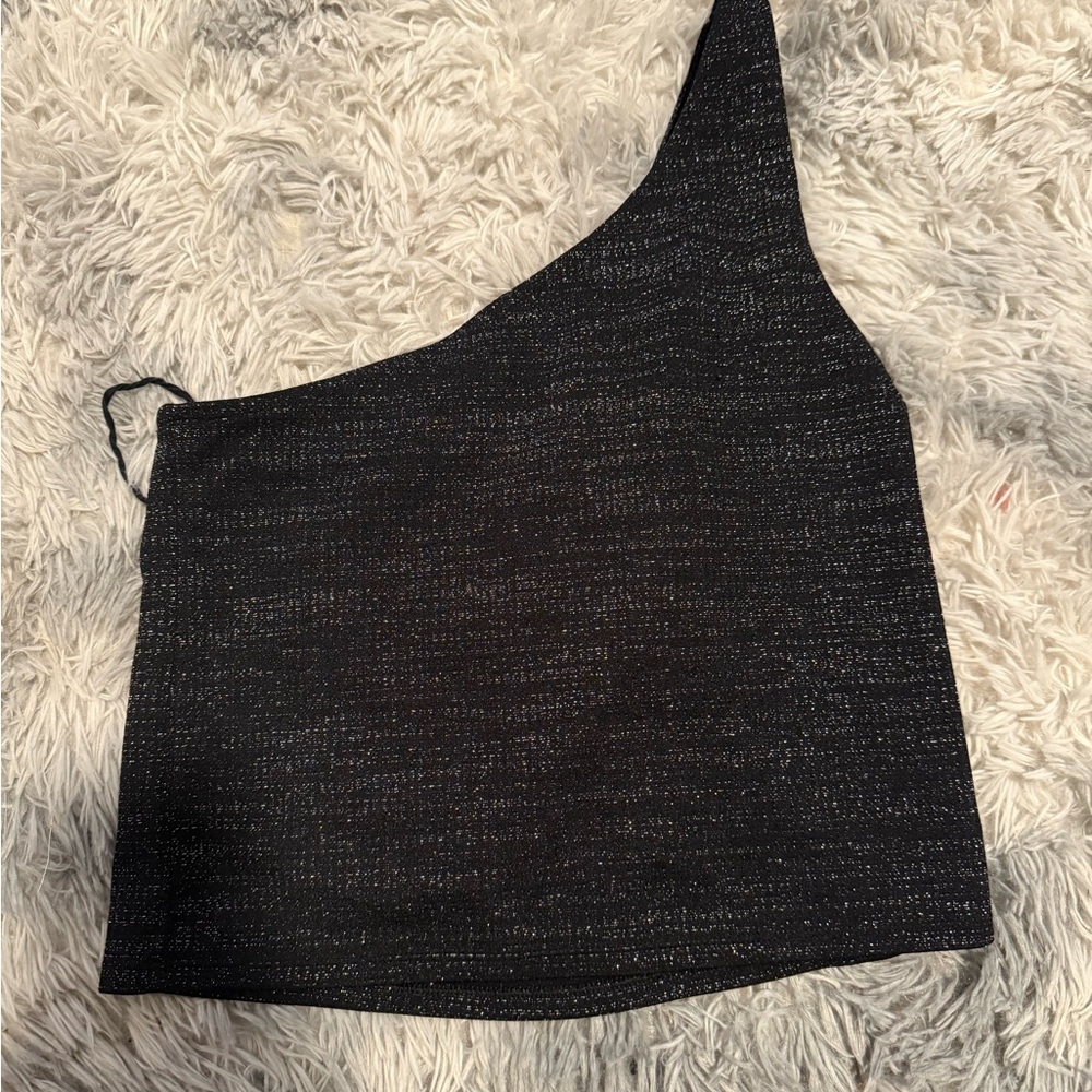 American Eagle Outfitters Black Glittery Going-Out Top